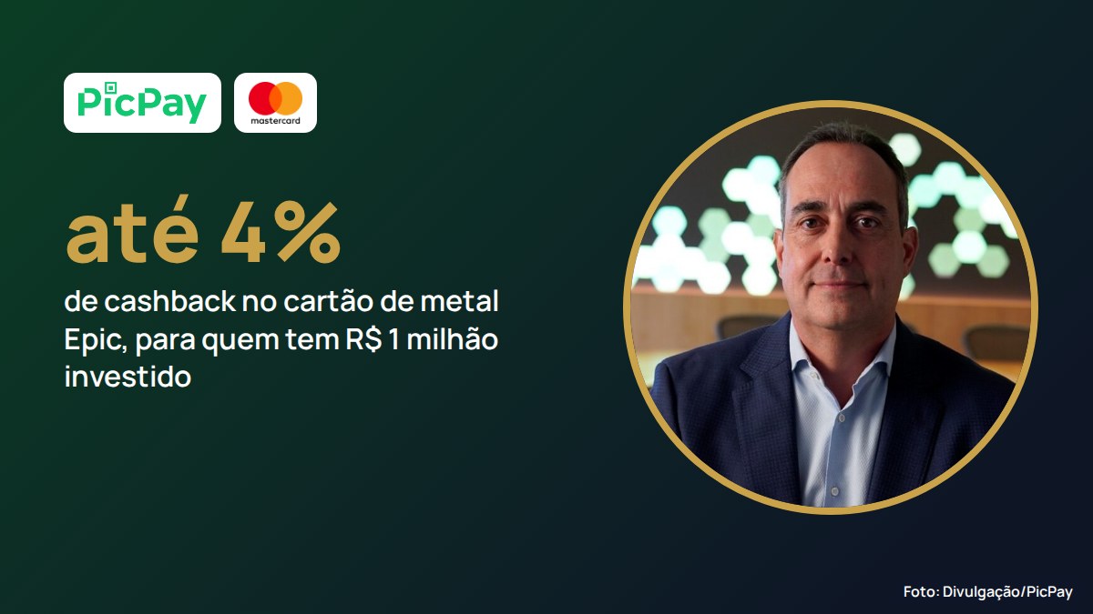 PicPay entrega os primeiros cartões de metal Epic, para clientes com R$ 1 milhão investido, com até 4% de cashback