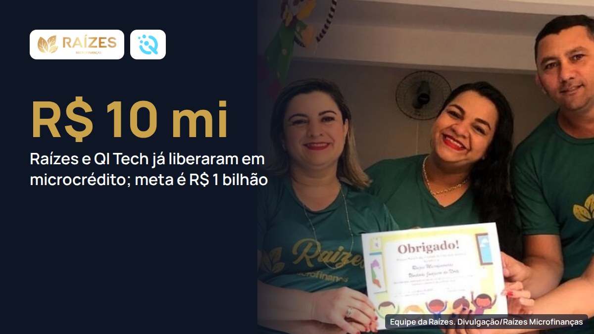 Na infraestrutura da QI Tech, Raízes libera R$ 10 milhões em microcrédito e mira R$ 1 bilhão